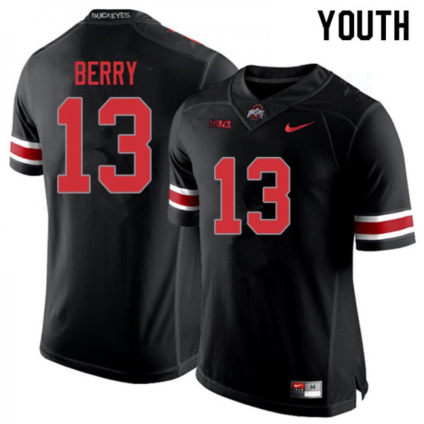 Ohio State Buckeyes #13 Rashod Berry Youth Stitched Jersey Blackout OSU44586